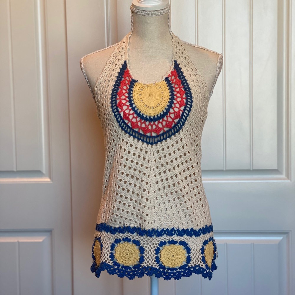 Vintage Flashback Very Cute Crocheted Summer Halter Top